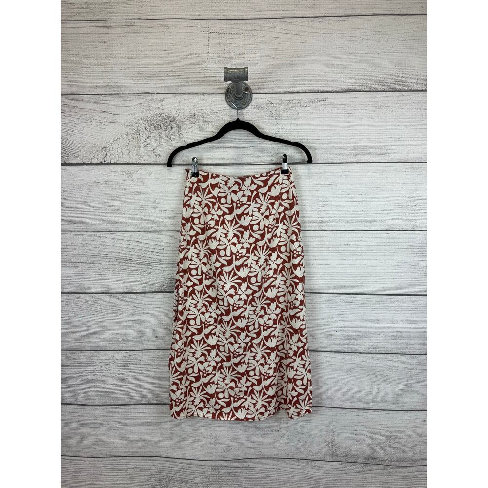 Marine Layer Women's Ryan Cream Rust Floral Hemp Midi Slip Skirt Size 0 - Picture 8 of 12